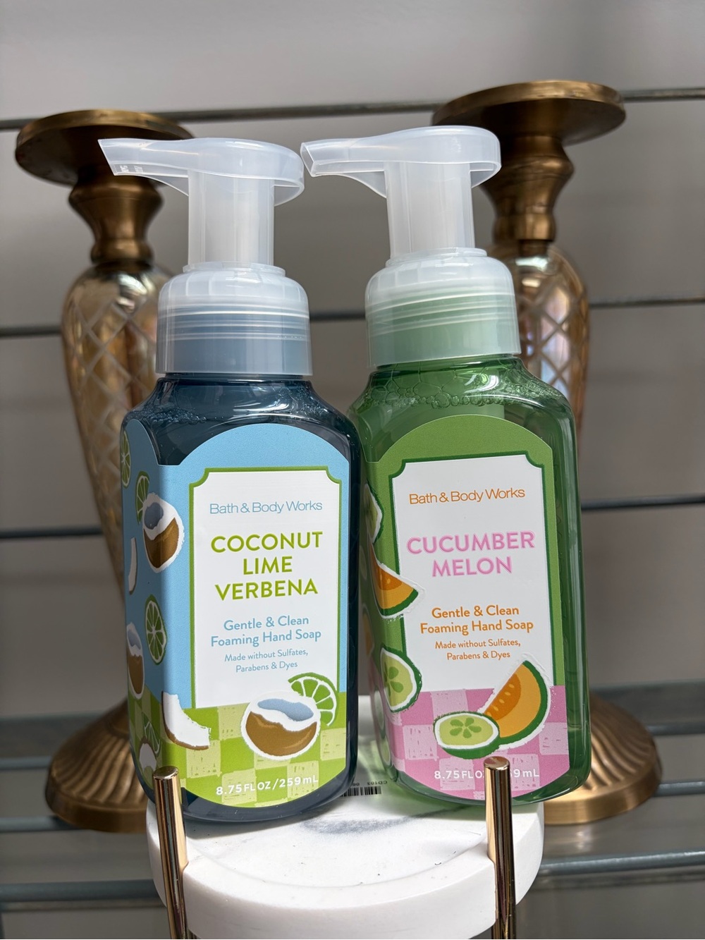 Bath & Body Works Coconut Lime Verbena/Cucumber Melon Foaming Hand Soap Duo NWT